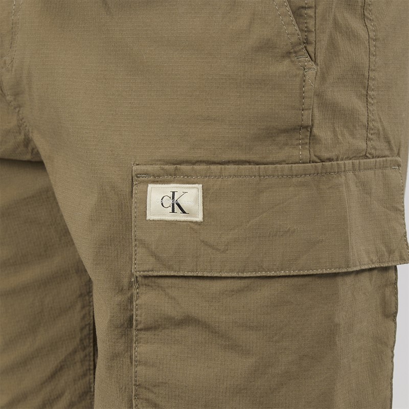 Calvin Klein Mens Washed Cargo Shorts Stone Gray