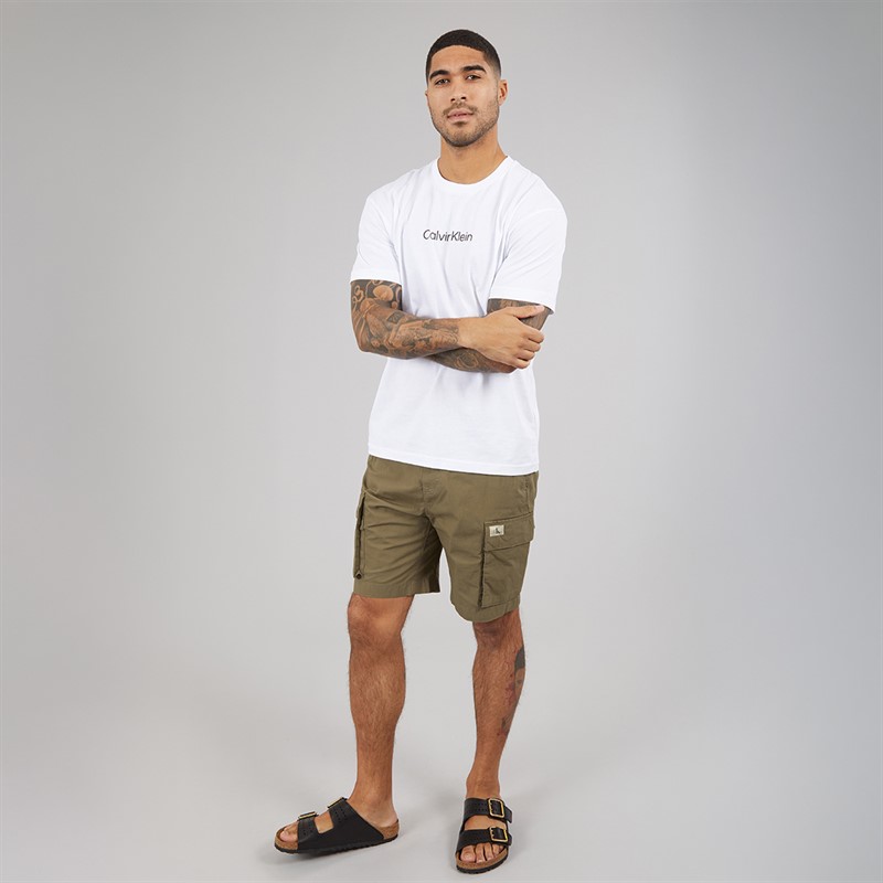 Calvin Klein Mens Washed Cargo Shorts Stone Gray