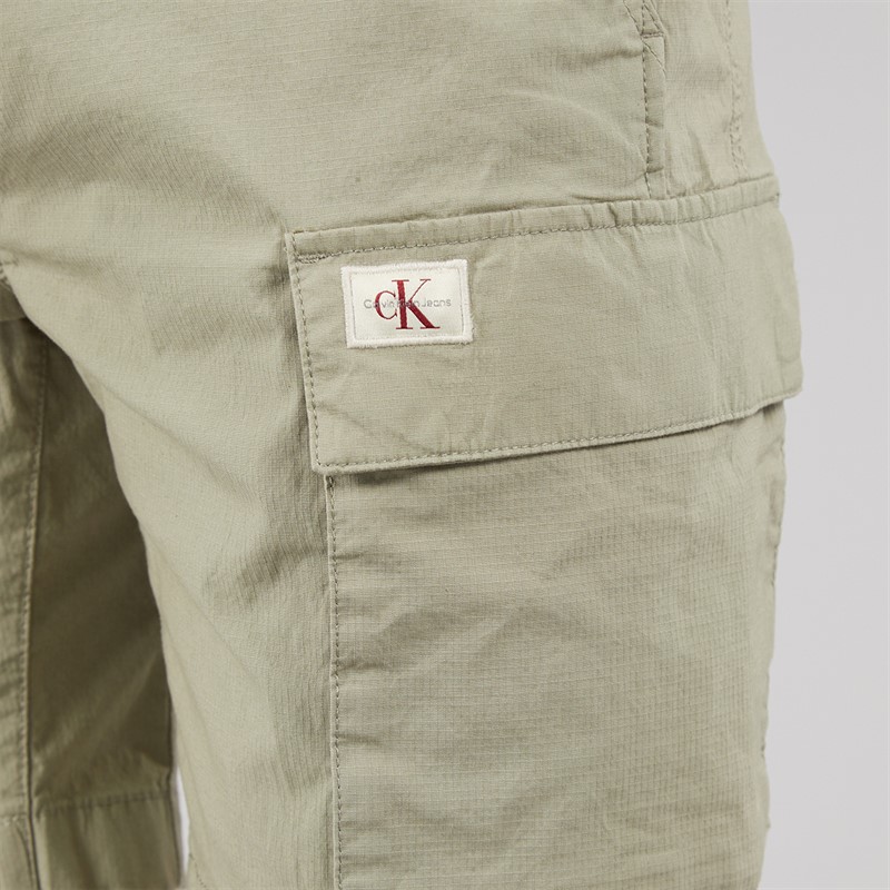 Calvin Klein Mens Washed Cargo Shorts Laurel Oak