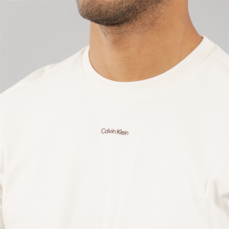 Calvin Klein Mens Nano Logo Interlock T-Shirt Tofu