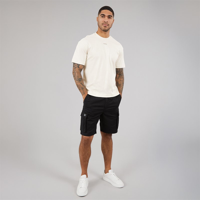 Calvin Klein Mens Nano Logo Interlock T-Shirt Tofu