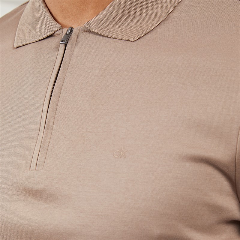 Calvin Klein Mens Liquid Touch Welt Polo Shirt Fossil