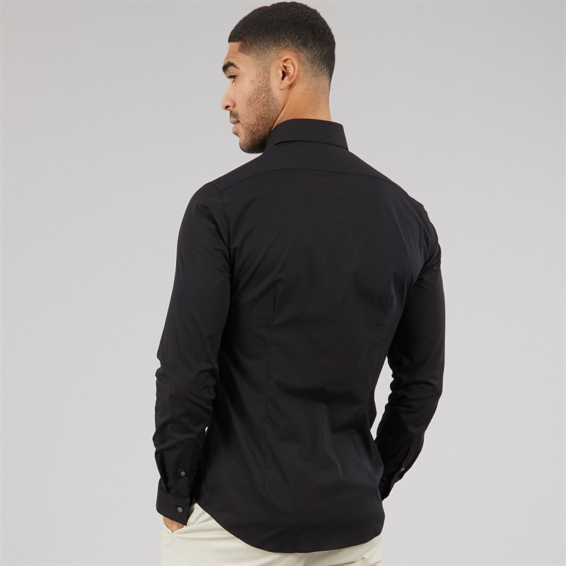 Calvin Klein Mens Poplin Stretch Slim Shirt Black