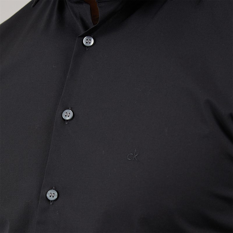 Calvin Klein Mens Poplin Stretch Slim Shirt Black