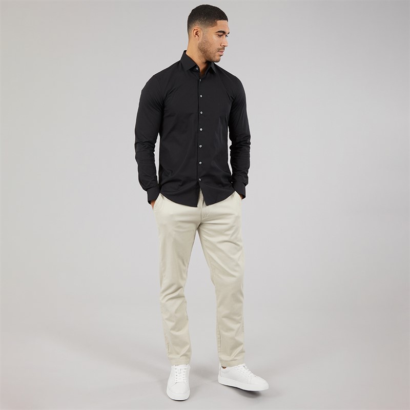 Calvin Klein Mens Poplin Stretch Slim Shirt Black