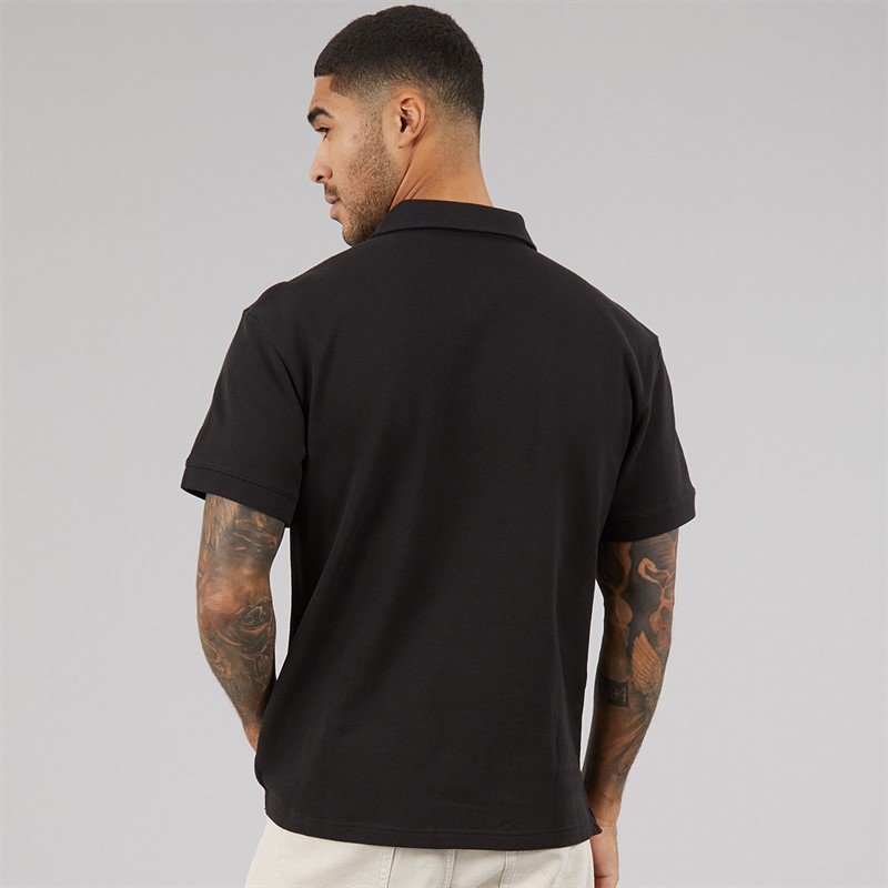 Calvin Klein Mens Woven Label Polo Shirt Ck Black