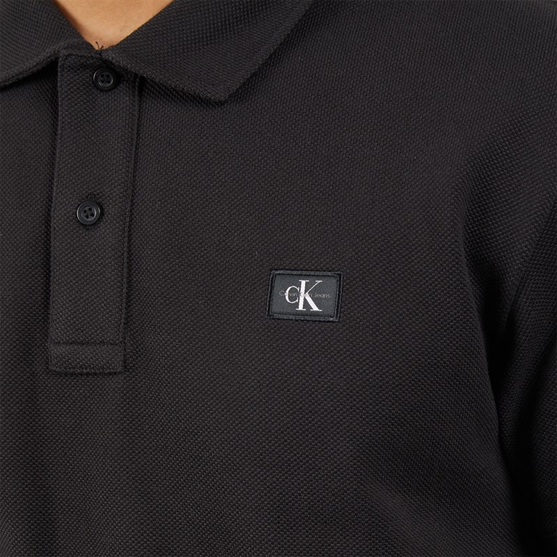 Calvin Klein Mens Woven Label Polo Shirt Ck Black