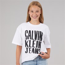 Calvin Klein Girls Bold CKJ Logo T-Shirt Bright White