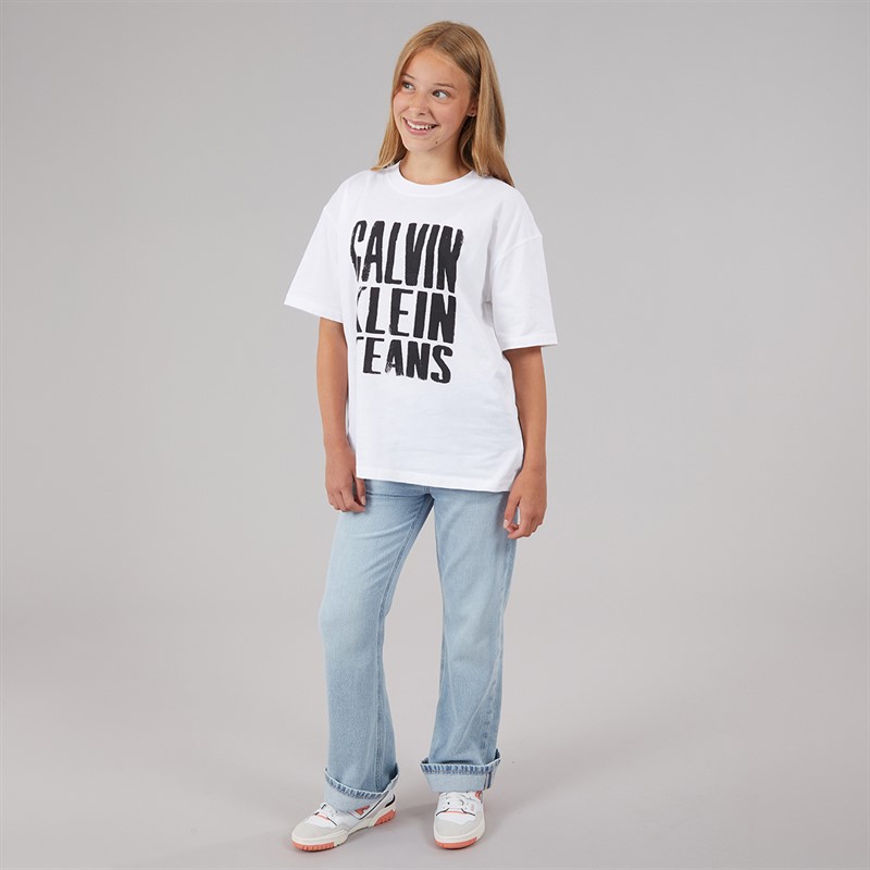 Calvin Klein Girls Bold CKJ Logo T-Shirt Bright White