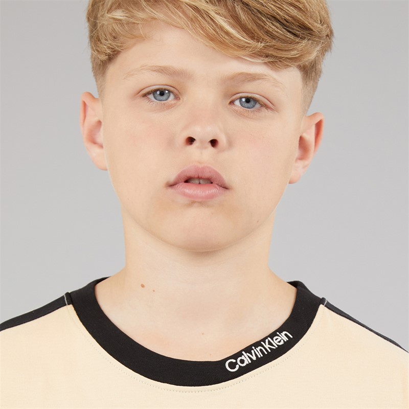 Calvin Klein Boys Embro Tape T-Shirt Oyster Gray