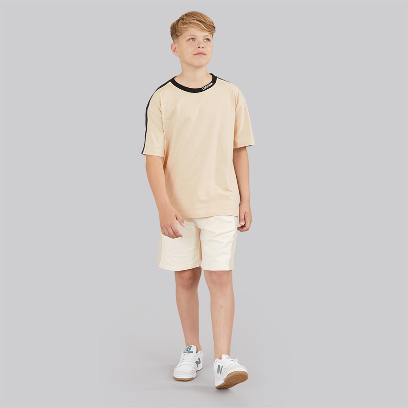 Calvin Klein Boys Embro Tape T-Shirt Oyster Gray
