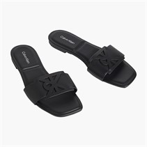 Calvin Klein Womens Provence Leather Square Toe Flat Sandals Triple Black