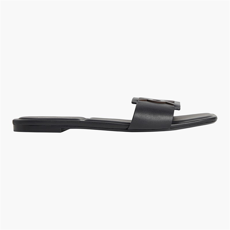 Calvin Klein Womens Provence Leather Square Toe Flat Sandals Triple Black