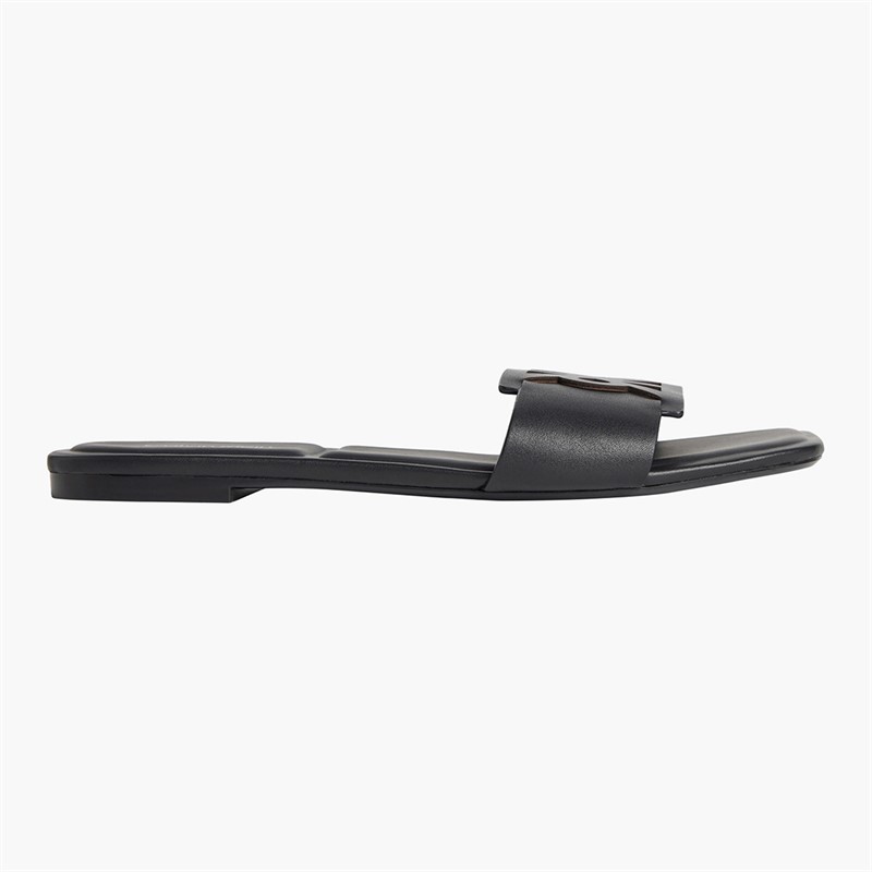 Calvin Klein Womens Provence Leather Square Toe Flat Sandals Triple Black