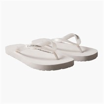 Calvin Klein Womens Arwa Metallic Pearlised Flip Flops Bright White