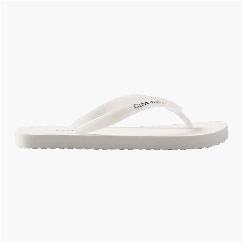Calvin Klein Womens Arwa Metallic Pearlised Flip Flops Bright White