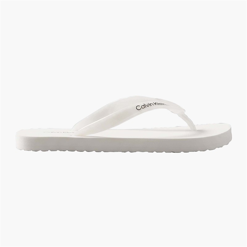 Calvin Klein Womens Arwa Metallic Pearlised Flip Flops Bright White