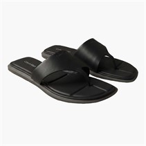 Calvin Klein Womens Carla Leather Square Toe Flip Flops Triple Black