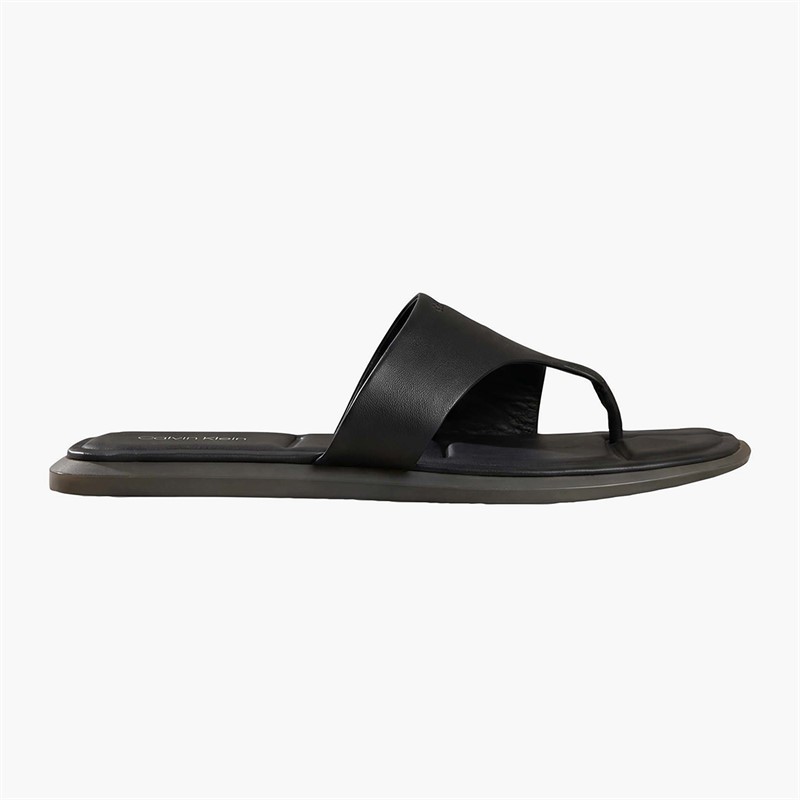 Calvin Klein Womens Carla Leather Square Toe Flip Flops Triple Black