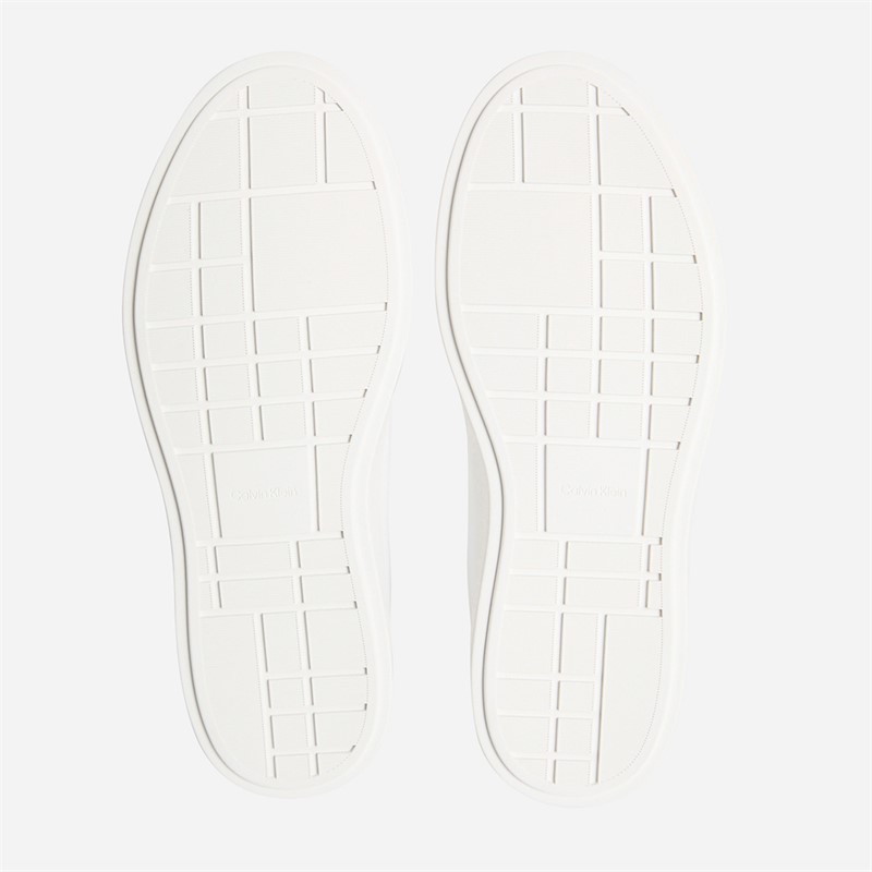 Calvin Klein Womens Brooke Leather Signature Logo Trainers Bright White/Black