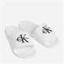Calvin Klein Womens Canvas Contoured Logo Sliders Bright White/Black