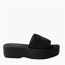 Calvin Klein Womens Amelia Mesh Platform Sliders Triple Black