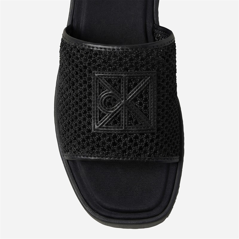 Calvin Klein Womens Amelia Mesh Platform Sliders Triple Black