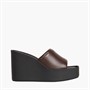 Calvin Klein Womens Melia Leather Platform Wedge Sandals Rocky Brown/Black