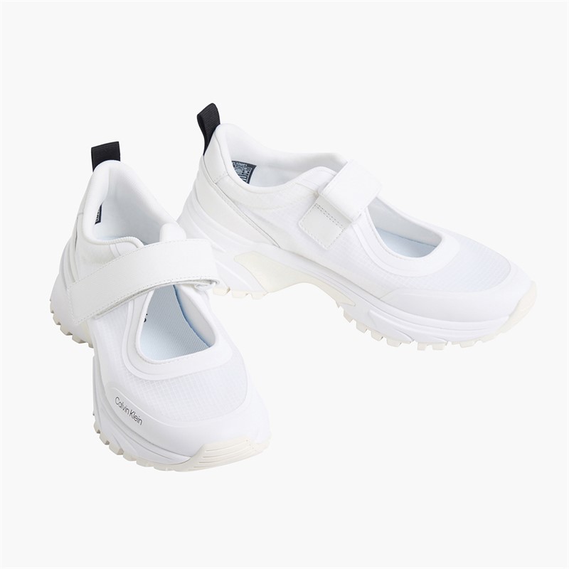 Calvin Klein Womens Trailblazer Velcro Runner Trainers Triple Bright White