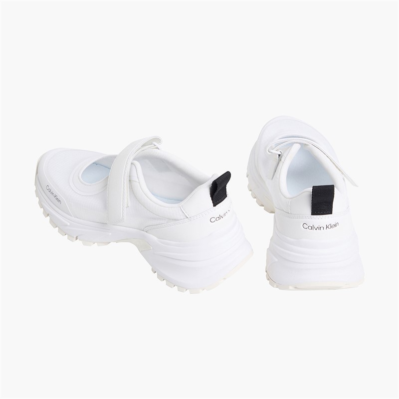 Calvin Klein Womens Trailblazer Velcro Runner Trainers Triple Bright White