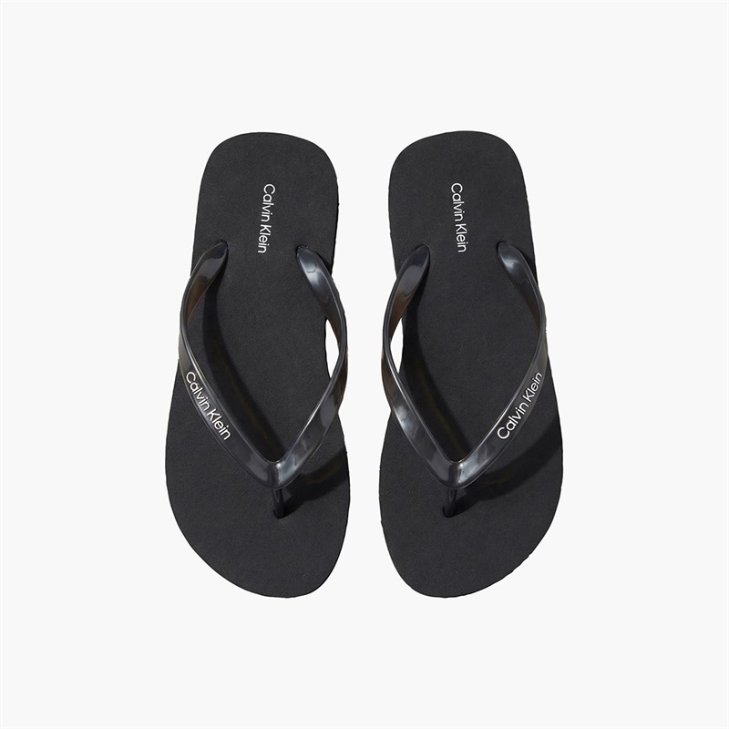 Calvin Klein Womens Arwa Metallic Pearlised Flip Flops Triple Black