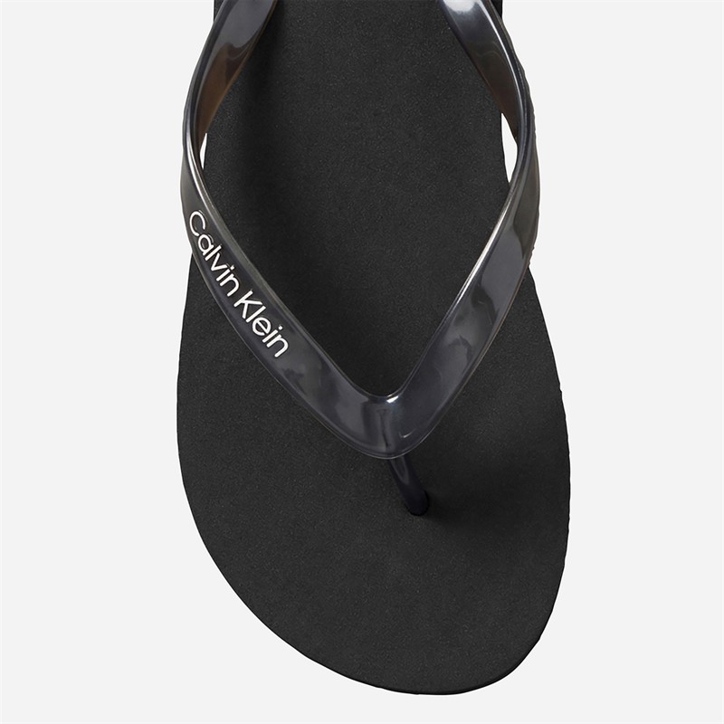 Calvin Klein Womens Arwa Metallic Pearlised Flip Flops Triple Black