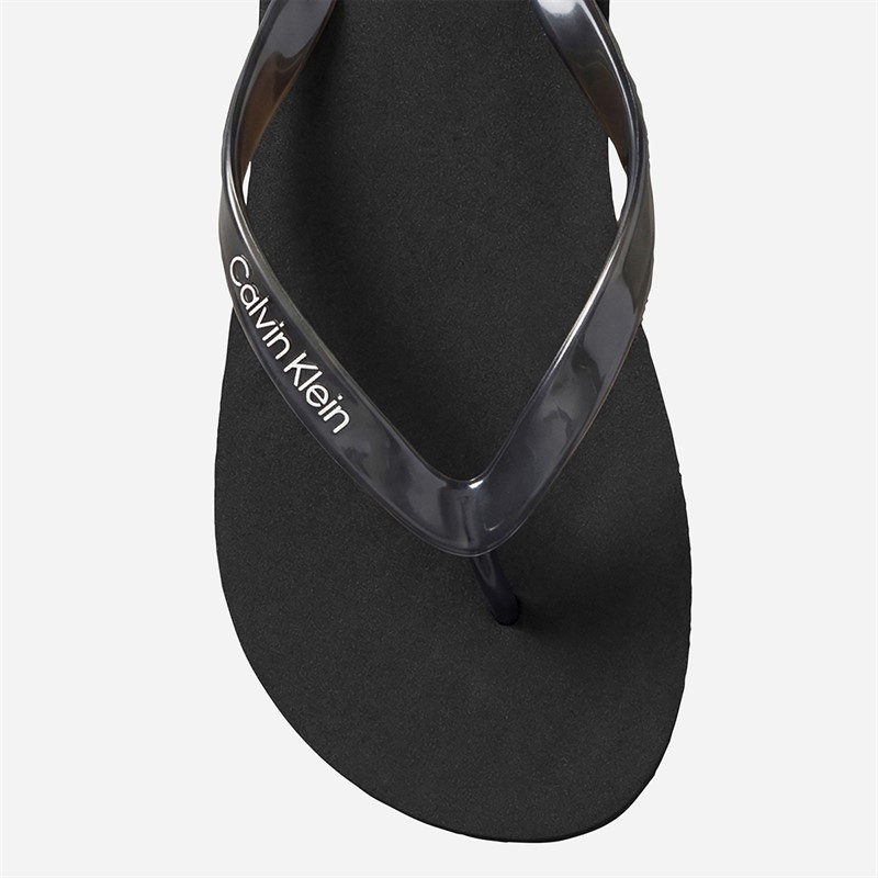 Calvin Klein Womens Arwa Metallic Pearlised Flip Flops Triple Black