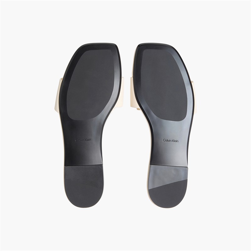Calvin Klein Womens Provence Leather Square Toe Flat Sandals Light Cashew