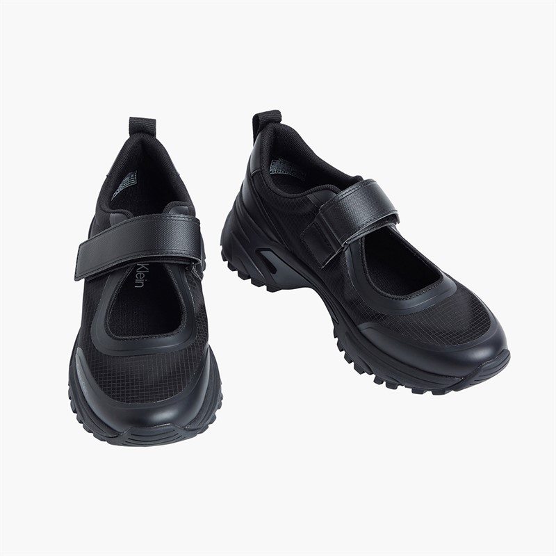 Calvin Klein Womens Trailblazer Velcro Runner Trainers Triple Black