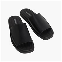 Calvin Klein Mens Alonso Leather Slider Sandals Triple Black