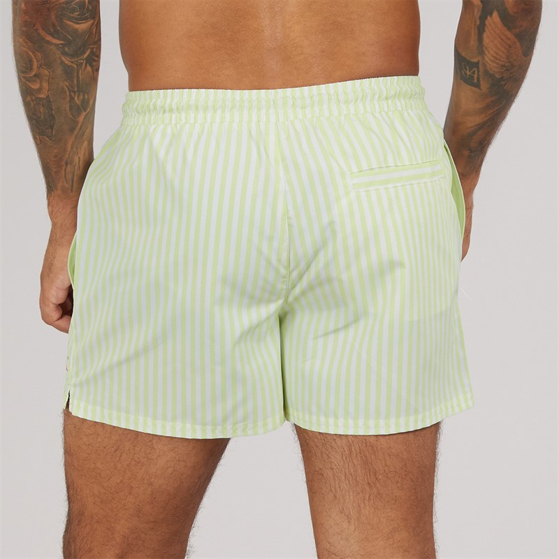Calvin Klein Mens Swim Shorts Penny Stripe White Jade