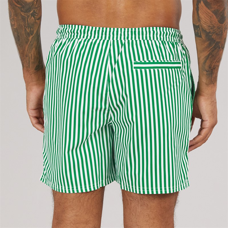 Calvin Klein Mens Swim Shorts Penny Stripe/Mardi Gras Green