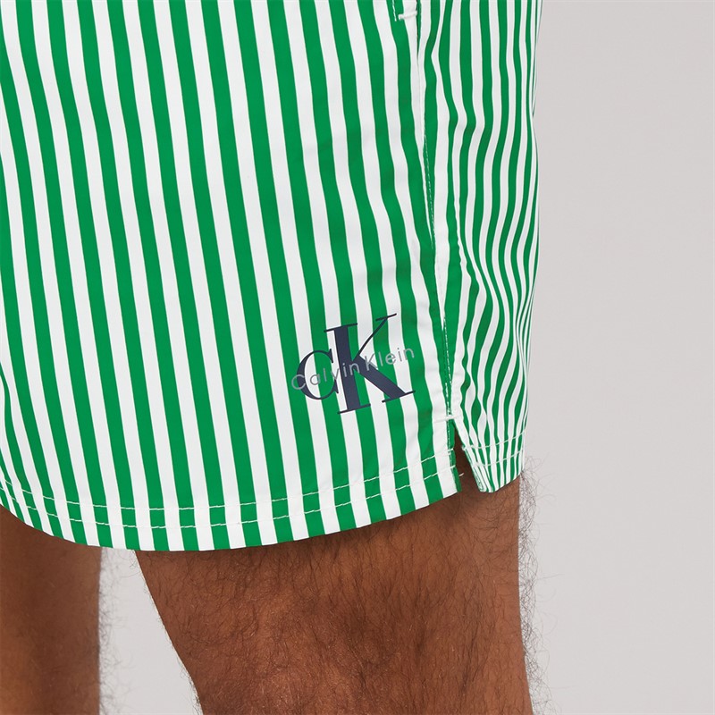 Calvin Klein Mens Swim Shorts Penny Stripe/Mardi Gras Green