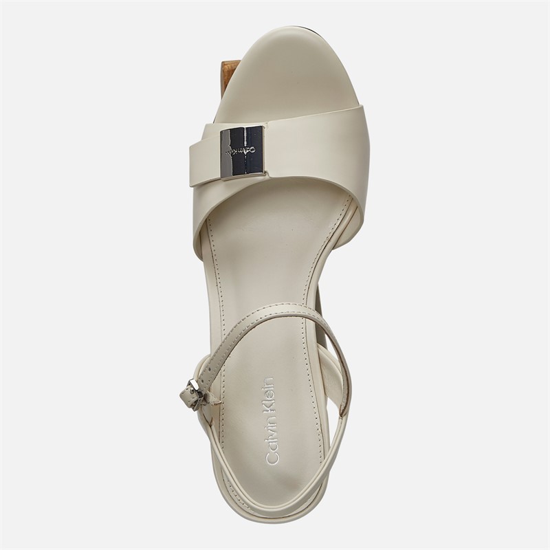 Calvin Klein Womens Leather Heel Sandals Turtle Dove