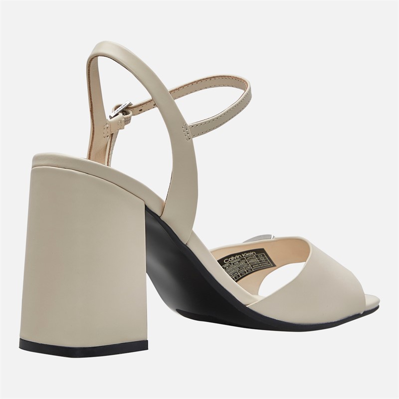 Calvin Klein Womens Leather Heel Sandals Turtle Dove
