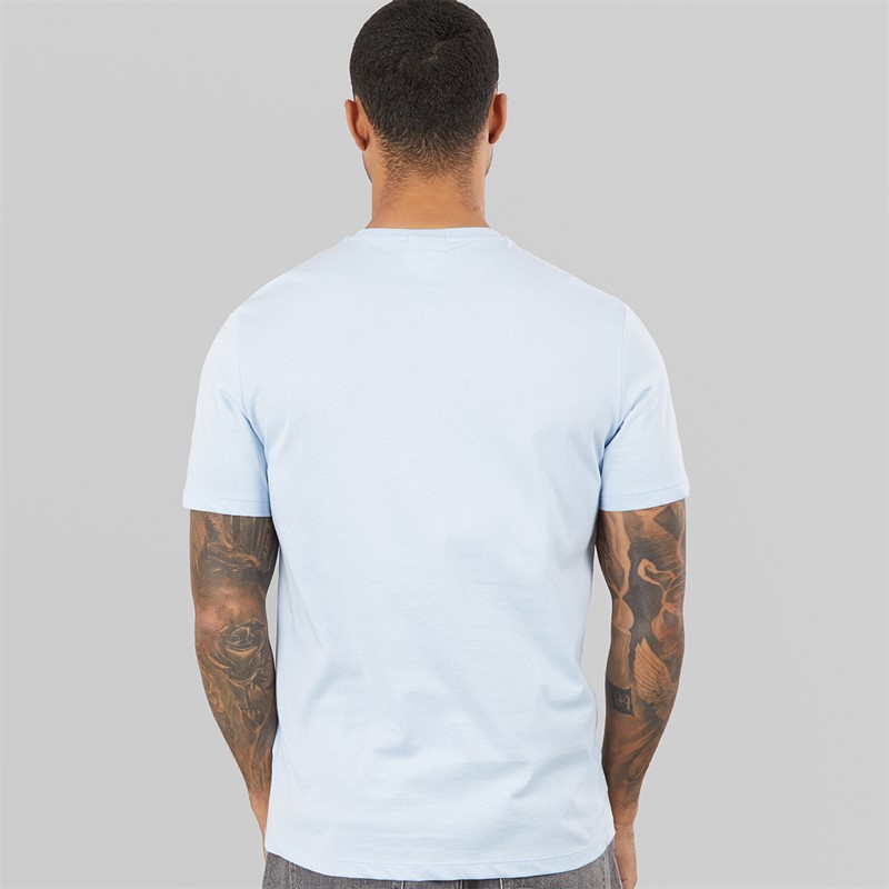 Calvin Klein Mens Short Sleeve Micro Logo Crew Neck T-Shirt Breezy Blue
