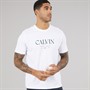 Calvin Klein Mens Short Sleeve Mono Logo Graphic T-Shirt Brilliant White