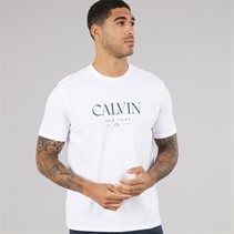 Calvin Klein Mens Short Sleeve Mono Logo Graphic T-Shirt Brilliant White