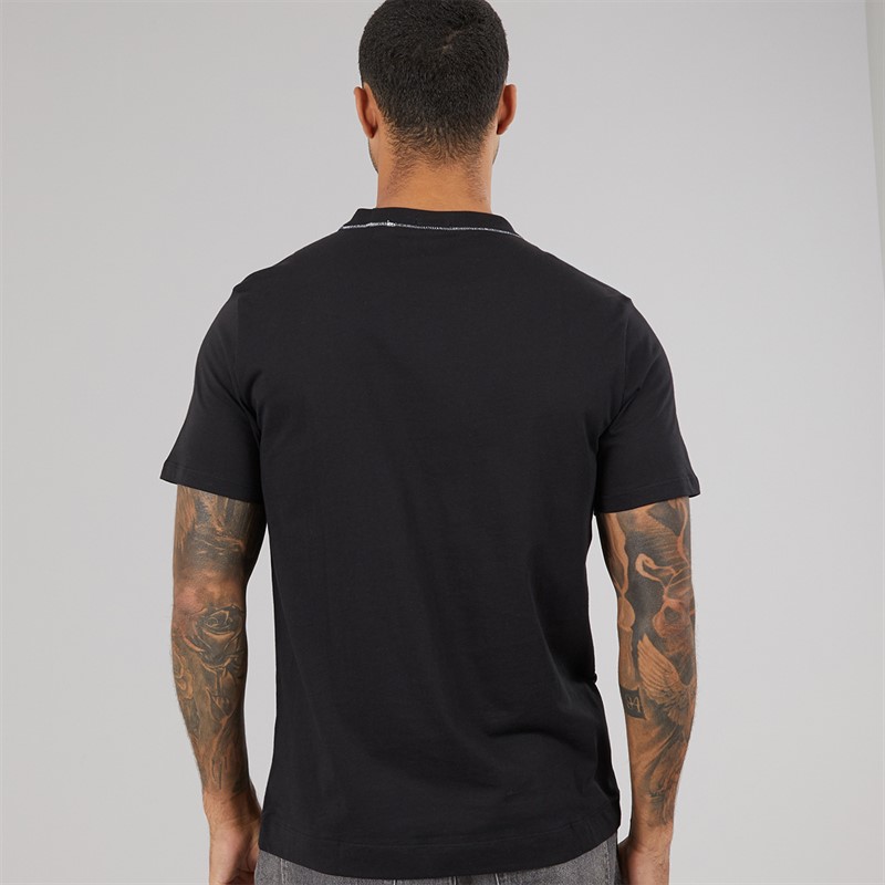 Calvin Klein Mens Short Sleeve Contrast Collar T-Shirt Black