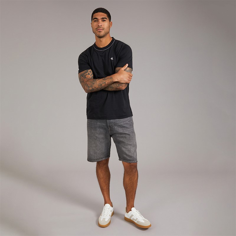 Calvin Klein Mens Short Sleeve Contrast Collar T-Shirt Black
