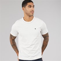 Calvin Klein Mens Short Sleeve Contrast Collar T-Shirt White Sand