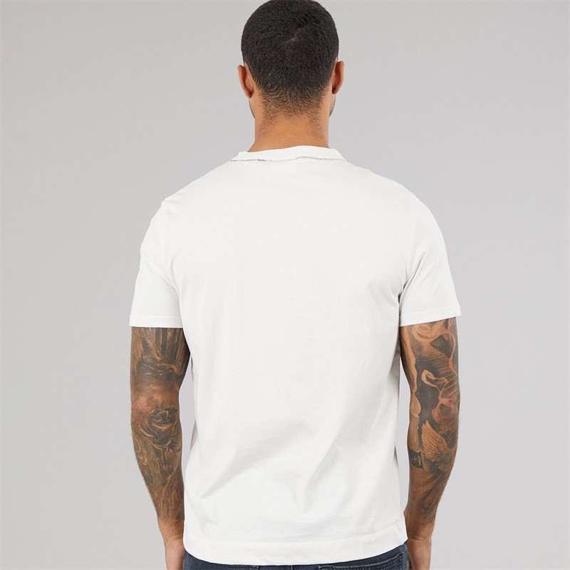 Calvin Klein Mens Short Sleeve Contrast Collar T-Shirt White Sand