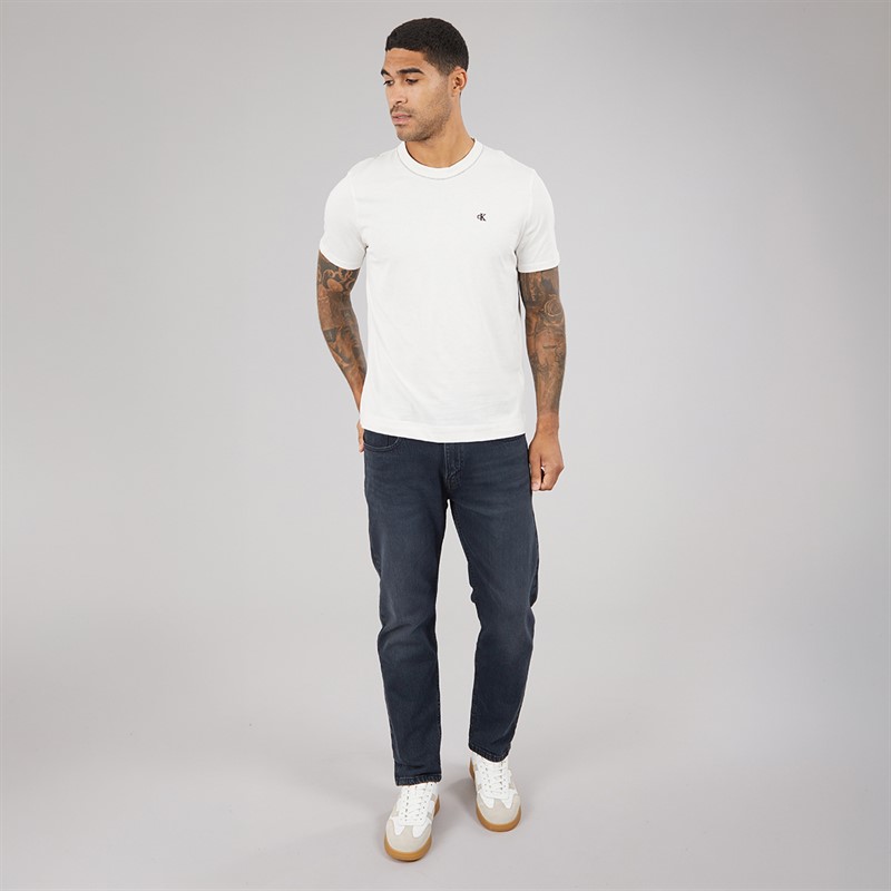 Calvin Klein Mens Short Sleeve Contrast Collar T-Shirt White Sand
