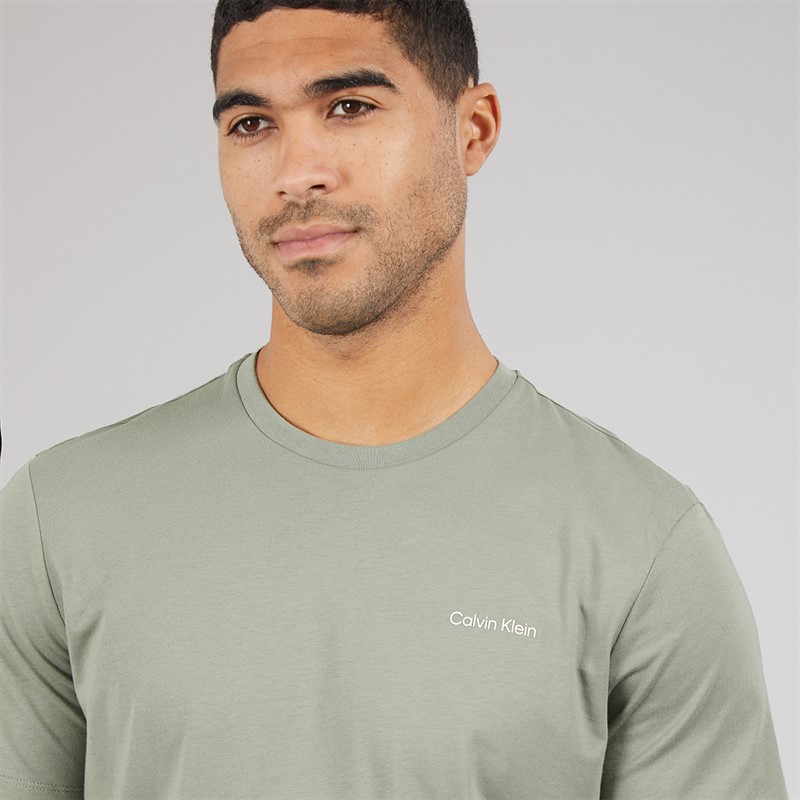 Calvin Klein Mens Short Sleeve Micro Logo Crew Neck T-Shirt Shadow